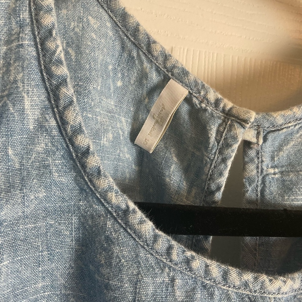 7 For All Mankind Denim Ruffle Romper Size Small Blue Acid Wash Jumpsuit - Picture 4 of 15